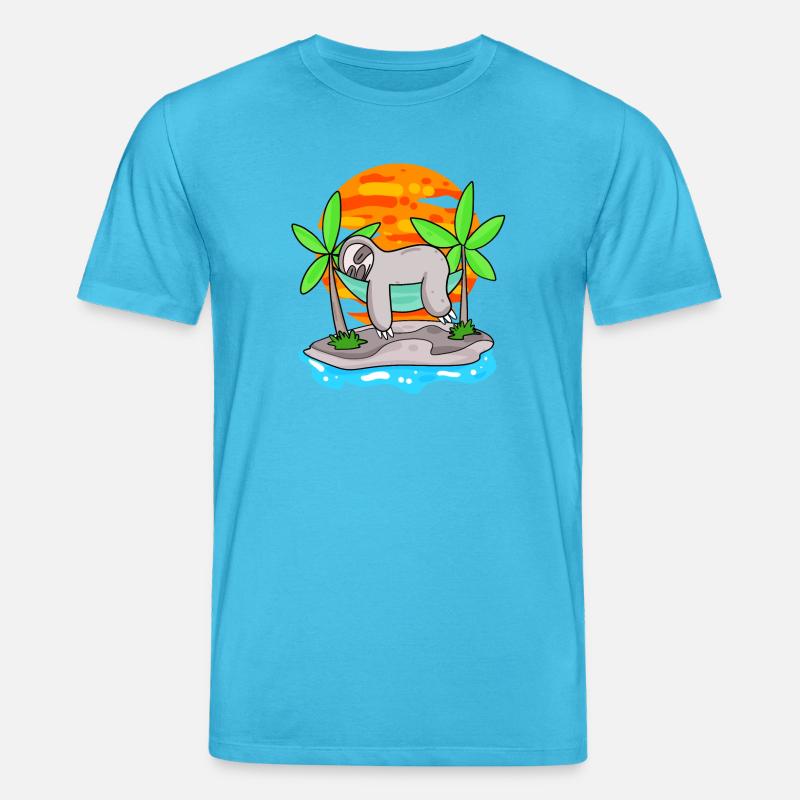 Faultier am Strand - Stanley/Stella Unisex Bio-T-Shirt CREATOR - Aquablau
