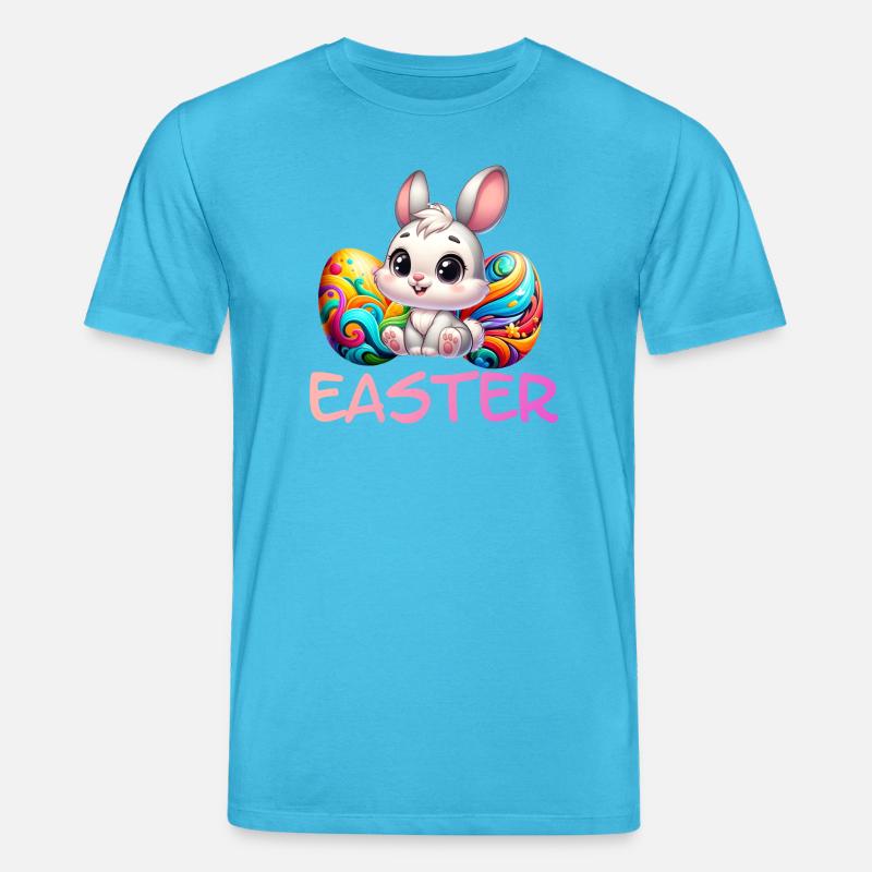 Easter Bunny with Easter Eggs - Stanley/Stella CREATOR Unisex Organic T-Shirt - aqua blue