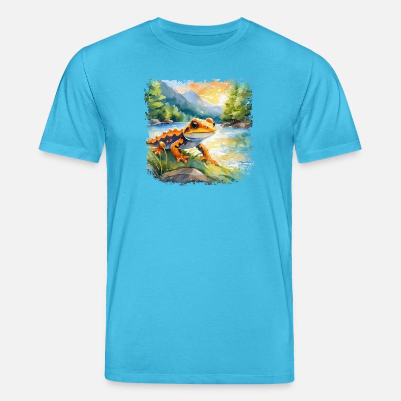 Niedlicher junger Feuersalamander - Stanley/Stella Unisex Bio-T-Shirt CREATOR  - Aquablau