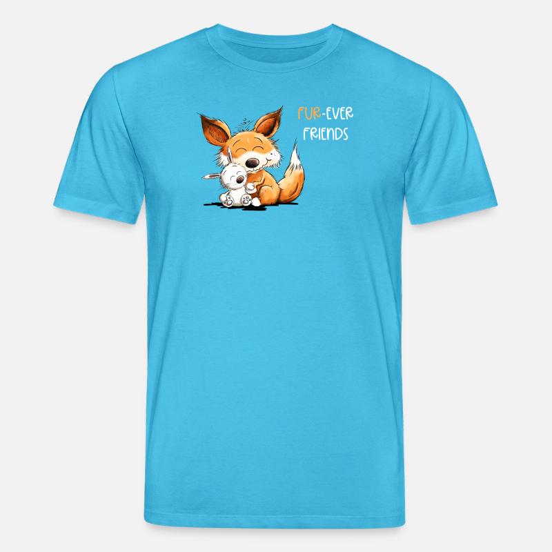 Fuchs Mit Hase Freundschaft Spruch - Stanley/Stella Unisex Bio-T-Shirt CREATOR  - Aquablau