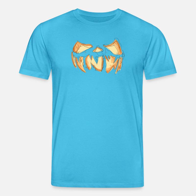 Kürbis Gesicht Halloween Scribble - Stanley/Stella Unisex Bio-T-Shirt CREATOR  - Aquablau