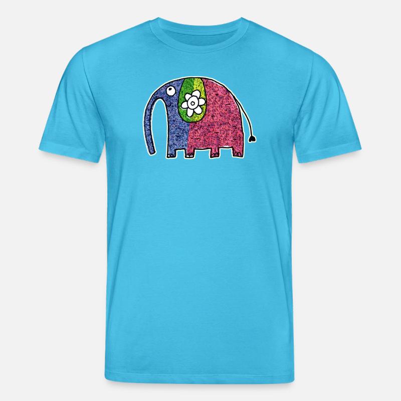 Süßer bunter Elefant Eli - Stanley/Stella Unisex Bio-T-Shirt CREATOR  - Aquablau