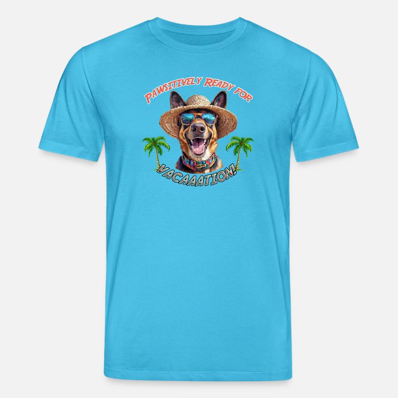 Schäferhund im Sommerlook: Pawsitively Ready - Stanley/Stella Unisex Bio-T-Shirt CREATOR  - Aquablau