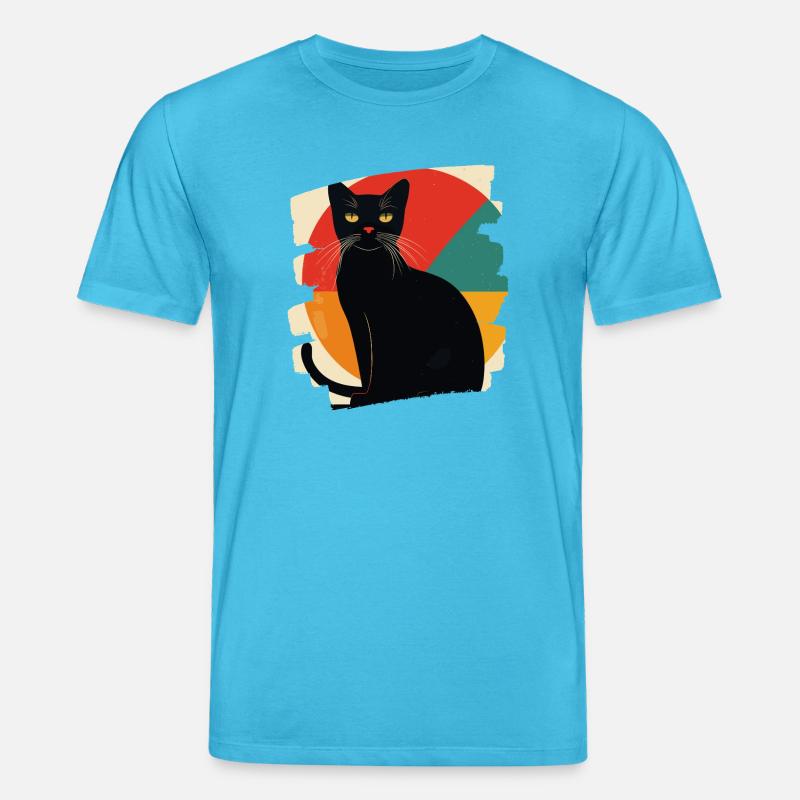 Schwarze Katze Retro - Stanley/Stella Unisex Bio-T-Shirt CREATOR  - Aquablau