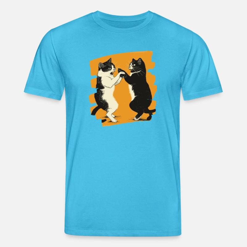 Japanischer Katzen Kampf - Stanley/Stella Unisex Bio-T-Shirt CREATOR  - Aquablau