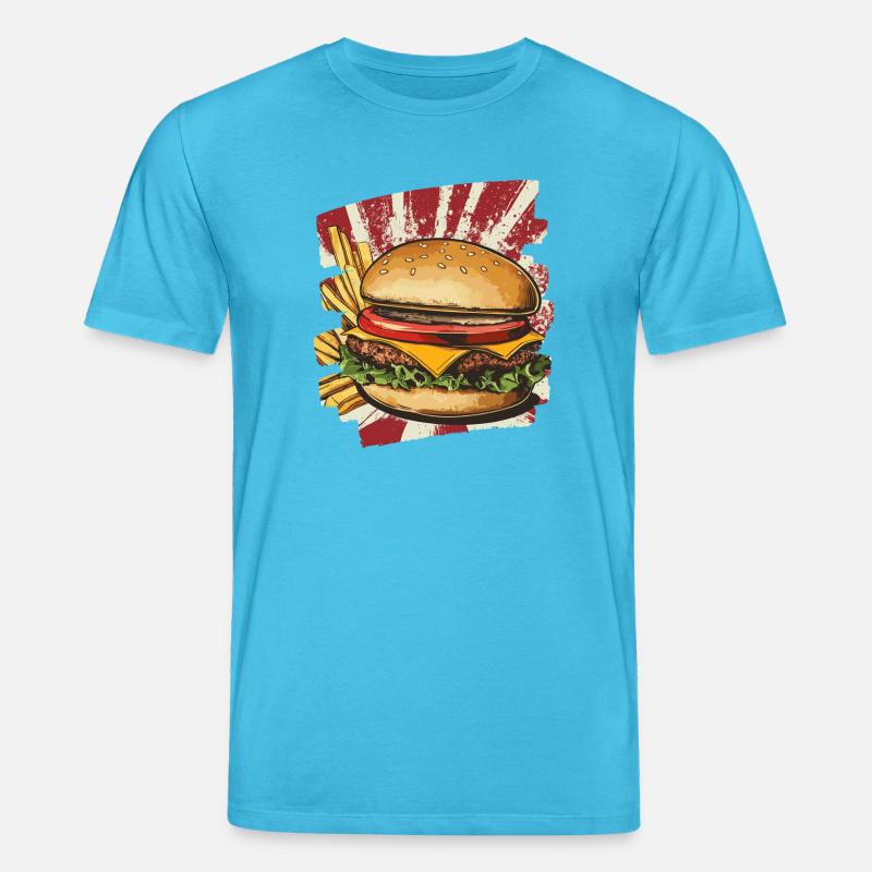 Burger und Fritten Retro - Stanley/Stella Unisex Bio-T-Shirt CREATOR - Aquablau