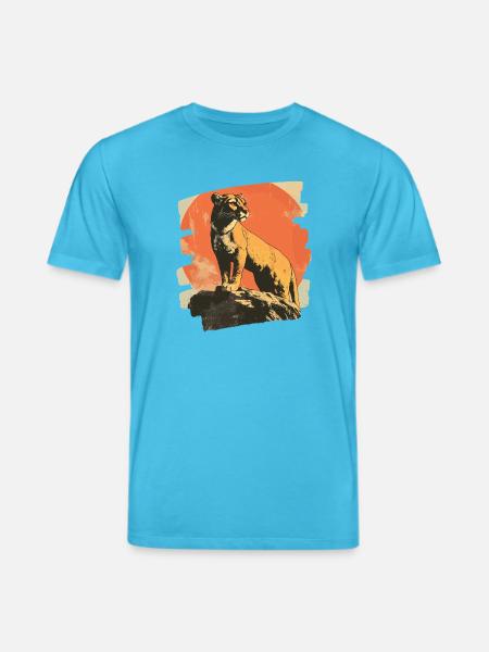 Lion from mountain Retro - Stanley/Stella CREATOR Unisex Organic T-Shirt - aqua blue