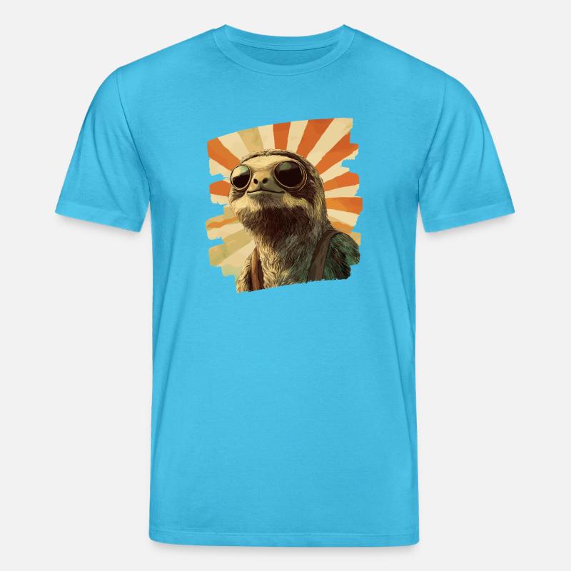 Faultier Retro - Stanley/Stella Unisex Bio-T-Shirt CREATOR  - Aquablau