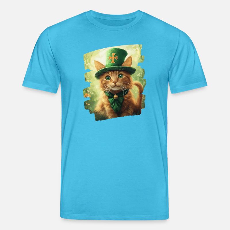 St Patricks day Katze - Stanley/Stella Unisex Bio-T-Shirt CREATOR - Aquablau
