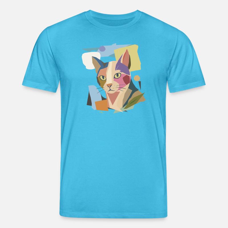 Abstrakte Katze im modernen Farbblock-Design - Stanley/Stella Unisex Bio-T-Shirt CREATOR  - Aquablau