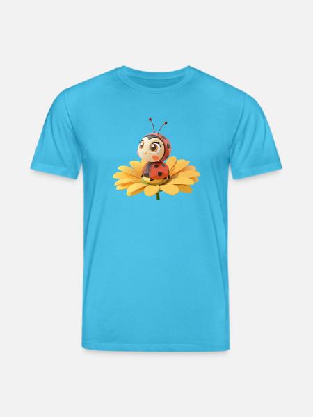 Cute ladybug on a flower - Stanley/Stella CREATOR Unisex Organic T-Shirt - aqua blue