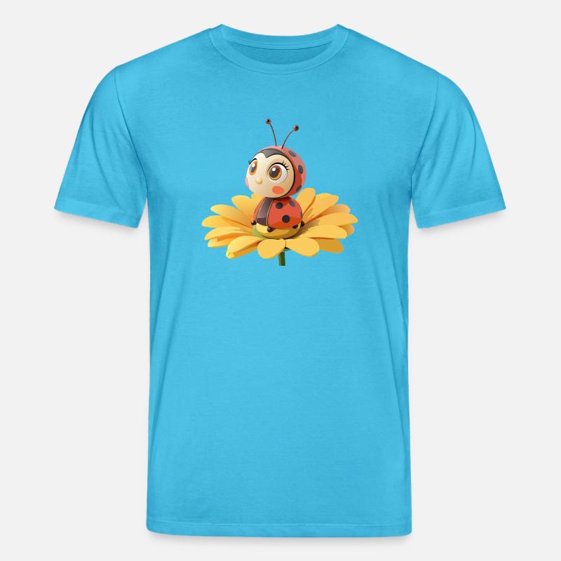 Cute ladybug on a flower - Stanley/Stella CREATOR Unisex Organic T-Shirt - aqua blue