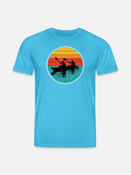 Sunset Kayak Duo Circle - Stanley/Stella CREATOR Unisex Organic T-Shirt - aqua blue