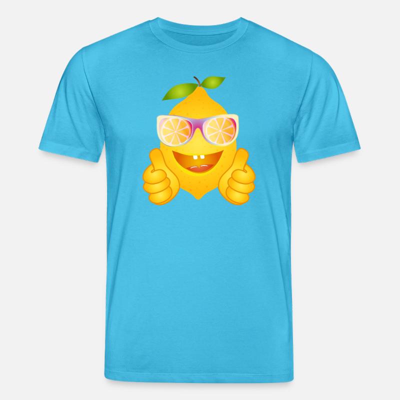 Coole Zitrone mit Sonnenbrille – Comicfrucht - Stanley/Stella Unisex Bio-T-Shirt CREATOR  - Aquablau