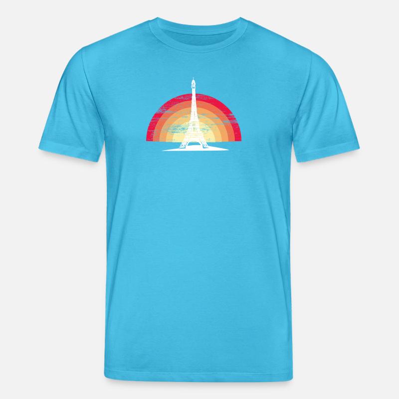 Sunset in Paris - mit Eiffelturm - Stanley/Stella Unisex Bio-T-Shirt CREATOR  - Aquablau