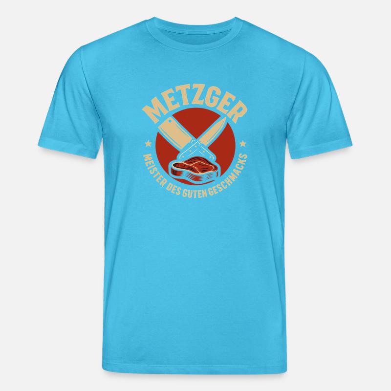 Metzger mit Messer und Fleisch - Stanley/Stella Unisex Bio-T-Shirt CREATOR  - Aquablau