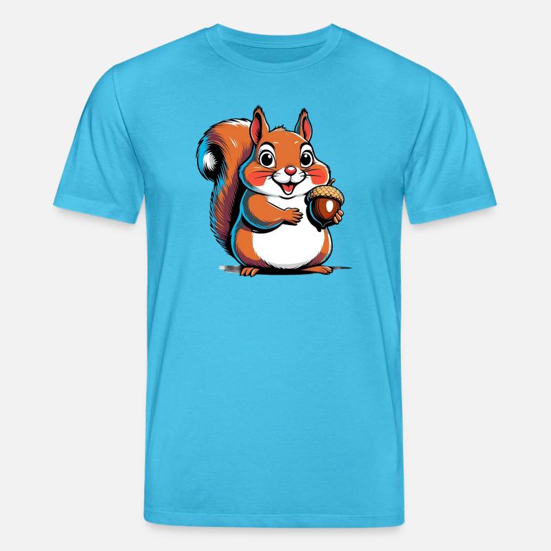 Niedlicher Eichhörnchen Druck mit Eichel - Stanley/Stella Unisex Bio-T-Shirt CREATOR  - Aquablau