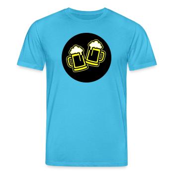 Bier Anstoßen Symbol Bierkrug - Stanley/Stella Unisex Bio-T-Shirt CREATOR  - Aquablau - Vorne - Alina (178cm) & Michal (187cm)