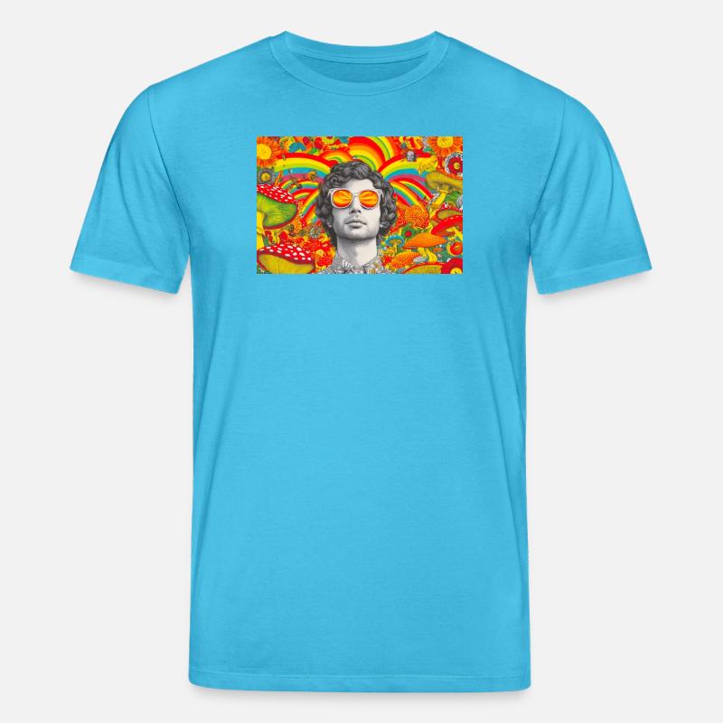 Psychedelisches Porträt mit lebendigen Pilzen - Stanley/Stella Unisex Bio-T-Shirt CREATOR  - Aquablau