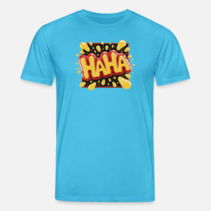 Lebhaftes Haha-Design im Comic-Stil - Stanley/Stella Unisex Bio-T-Shirt CREATOR  - Aquablau
