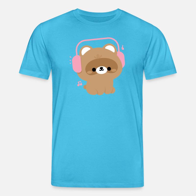 Niedlicher Biber mit Kopfhörer Illustration - Stanley/Stella Unisex Bio-T-Shirt CREATOR  - Aquablau