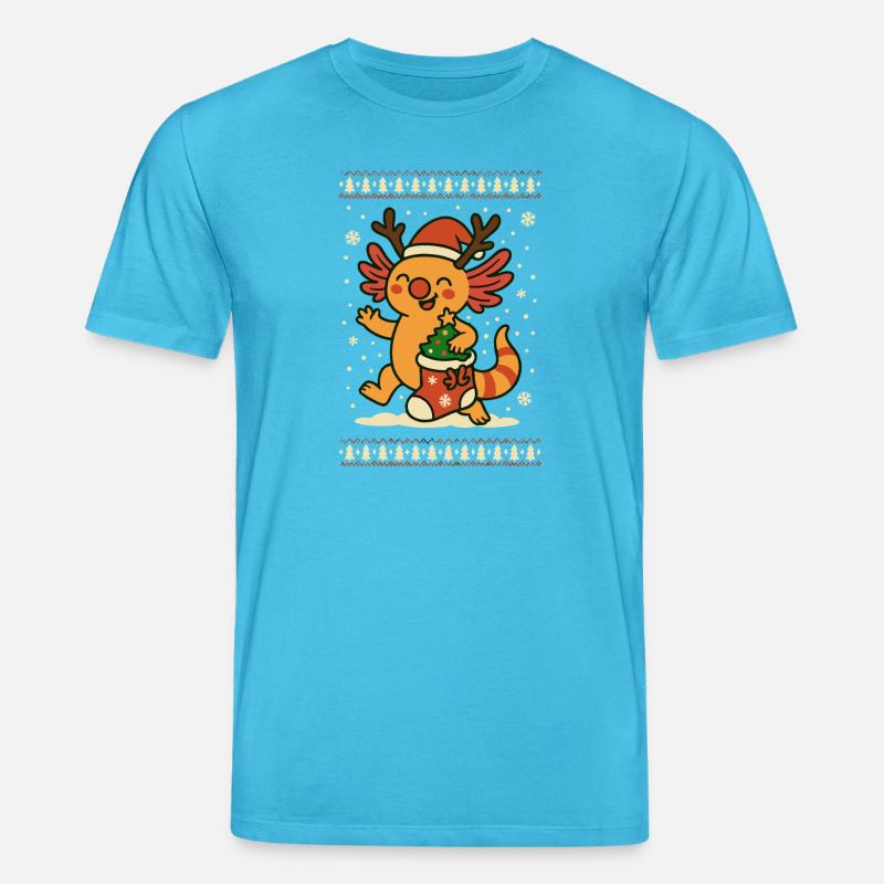 Weihnachts Axolotl im Strickmuster - Stanley/Stella Unisex Bio-T-Shirt CREATOR  - Aquablau