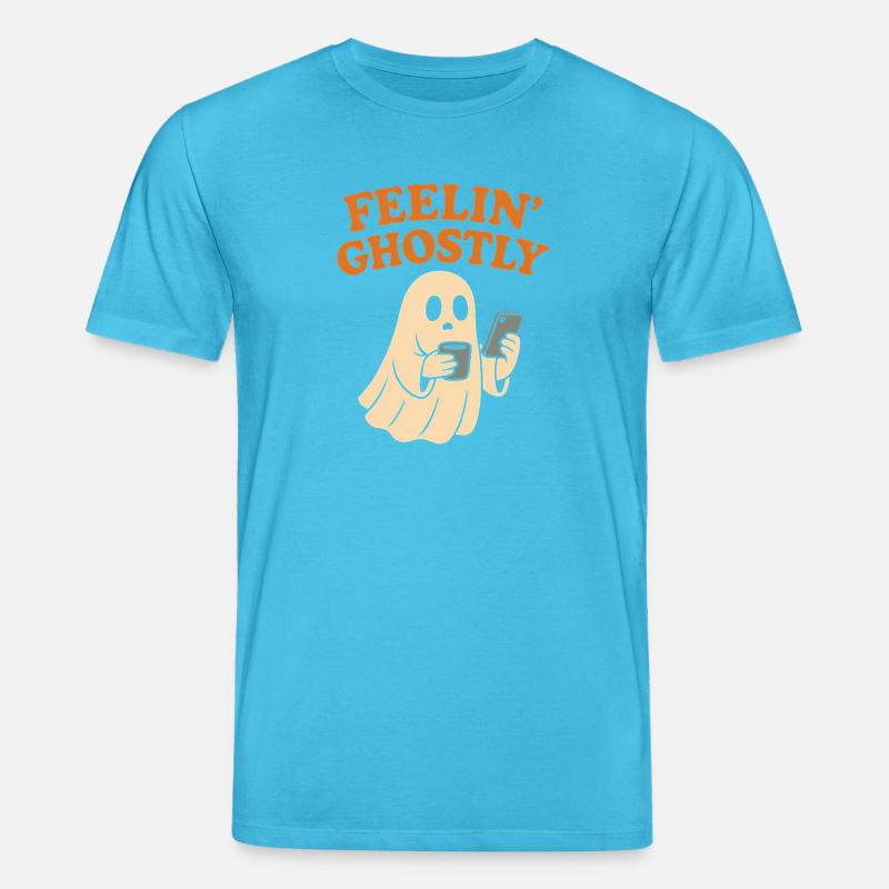 Felling Ghostly Design mit Smartphone - Stanley/Stella Unisex Bio-T-Shirt CREATOR  - Aquablau