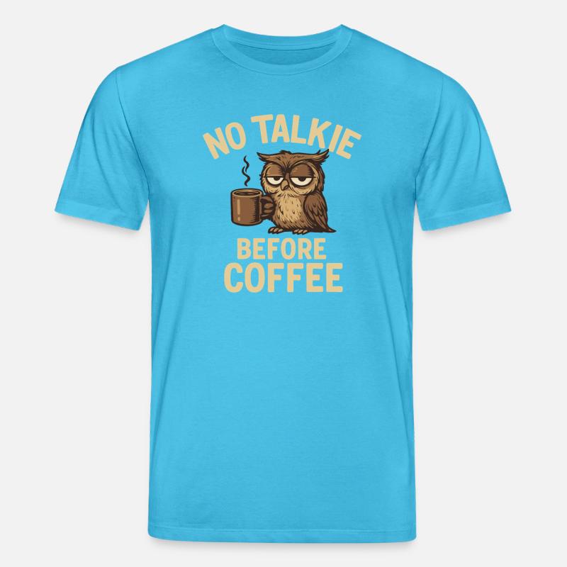 Eulen mit Kaffeetasse und Statement - Stanley/Stella Unisex Bio-T-Shirt CREATOR  - Aquablau