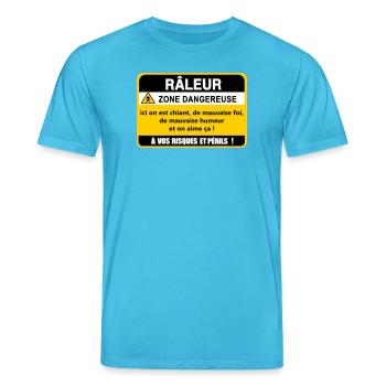 Râleur Zone Dangereuse - T-shirt bio CREATOR Stanley/Stella Unisexe - bleu aqua - Devant - Alina (178cm) & Michal (187cm)