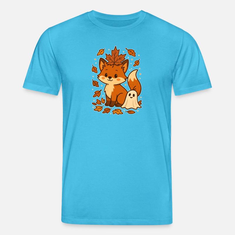 Herbstlicher Fuchs mit Blättern - Stanley/Stella Unisex Bio-T-Shirt CREATOR  - Aquablau