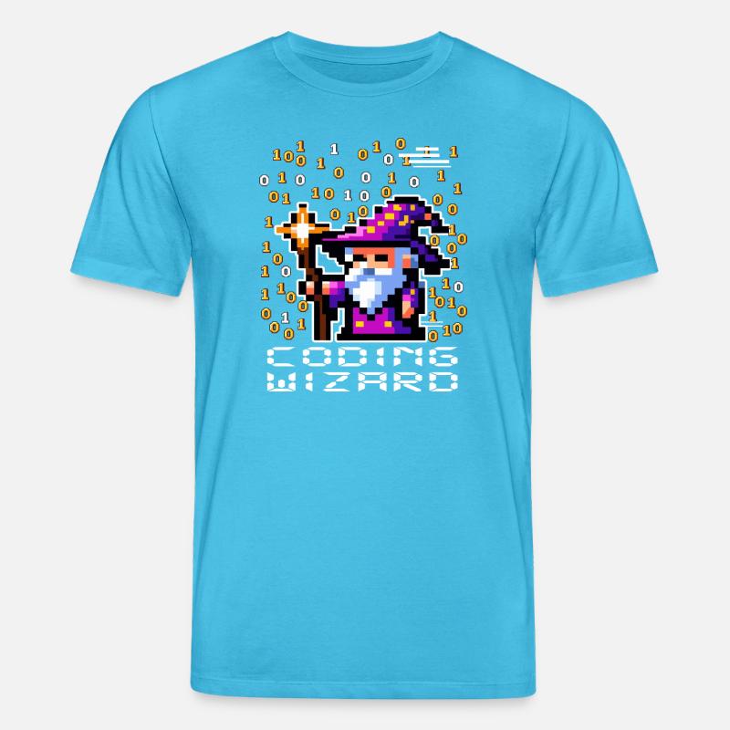 Wizard Pixel Code - Stanley/Stella CREATOR Unisex Organic T-Shirt - aqua blue