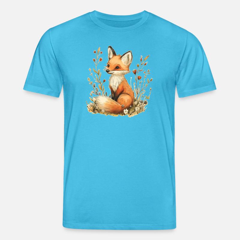 Fuchs mit Blumen - Stanley/Stella Unisex Bio-T-Shirt CREATOR  - Aquablau