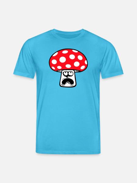 Mushroom frightened, panicking, looking up, - Stanley/Stella CREATOR Unisex Organic T-Shirt - aqua blue