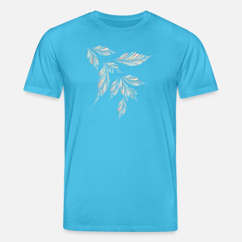 Delicately shimmering, feather-light leaf pattern - Stanley/Stella CREATOR Unisex Organic T-Shirt - aqua blue