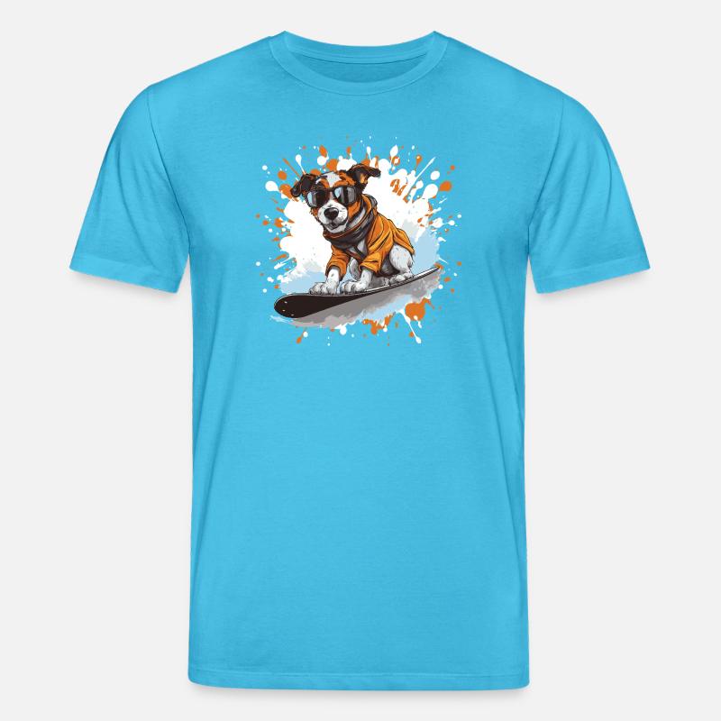 Jack Russel Terrier Hund Snowboard - Stanley/Stella Unisex Bio-T-Shirt CREATOR - Aquablau
