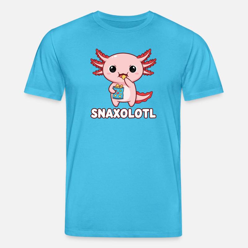Mignon axolotl rose mangeant des chips - T-shirt bio CREATOR Stanley/Stella Unisexe - bleu aqua