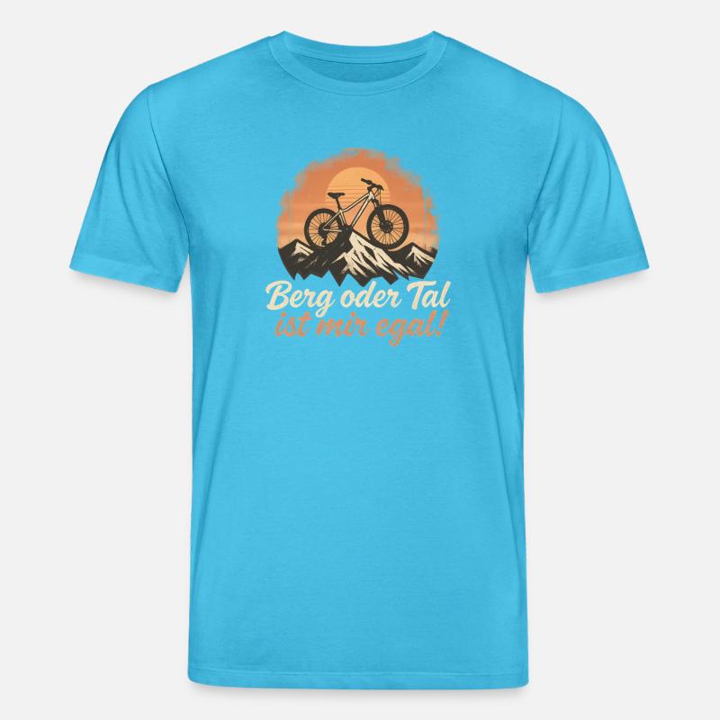 Berg oder Tal Mountainbike Radfahrer  - Stanley/Stella Unisex Bio-T-Shirt CREATOR  - Aquablau