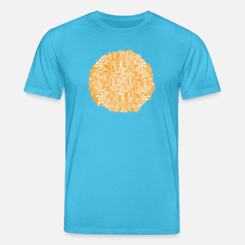 Orange tie-dye circle pattern - Stanley/Stella CREATOR Unisex Organic T-Shirt - aqua blue