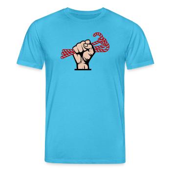 Je veux des bonbons, révolutionnaire, slogan et design en sucre - T-shirt bio CREATOR Stanley/Stella Unisexe - bleu aqua - Devant - Alina (178cm) & Michal (187cm)