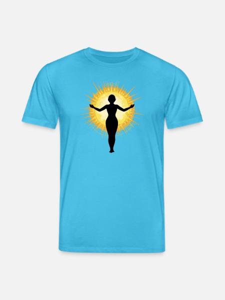 Woman embracing the sun - Stanley/Stella CREATOR Unisex Organic T-Shirt - aqua blue