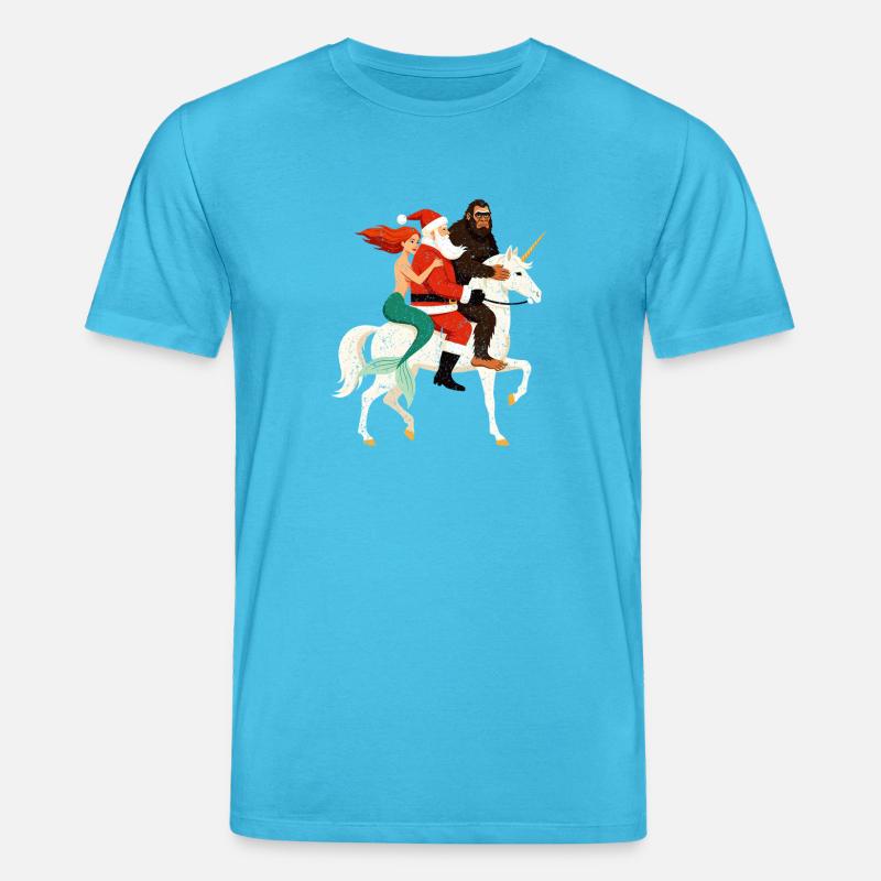 Weihnachtshelden auf Einhorn - Stanley/Stella Unisex Bio-T-Shirt CREATOR  - Aquablau