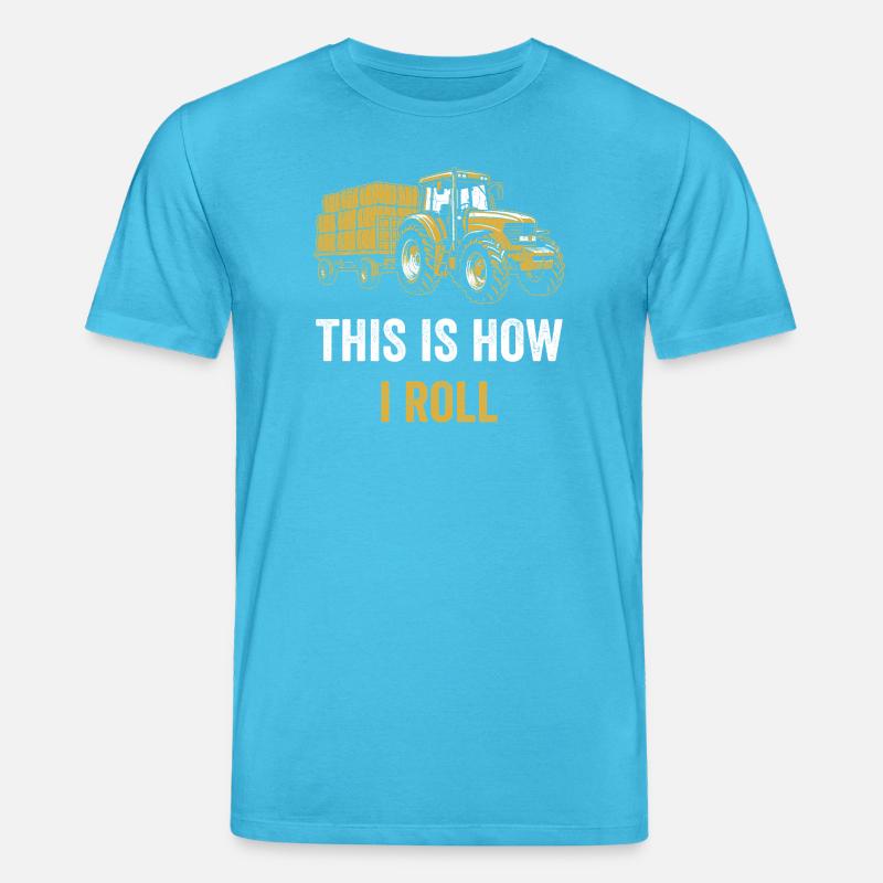 Traktor Spruch So rolle ich - Stanley/Stella Unisex Bio-T-Shirt CREATOR  - Aquablau