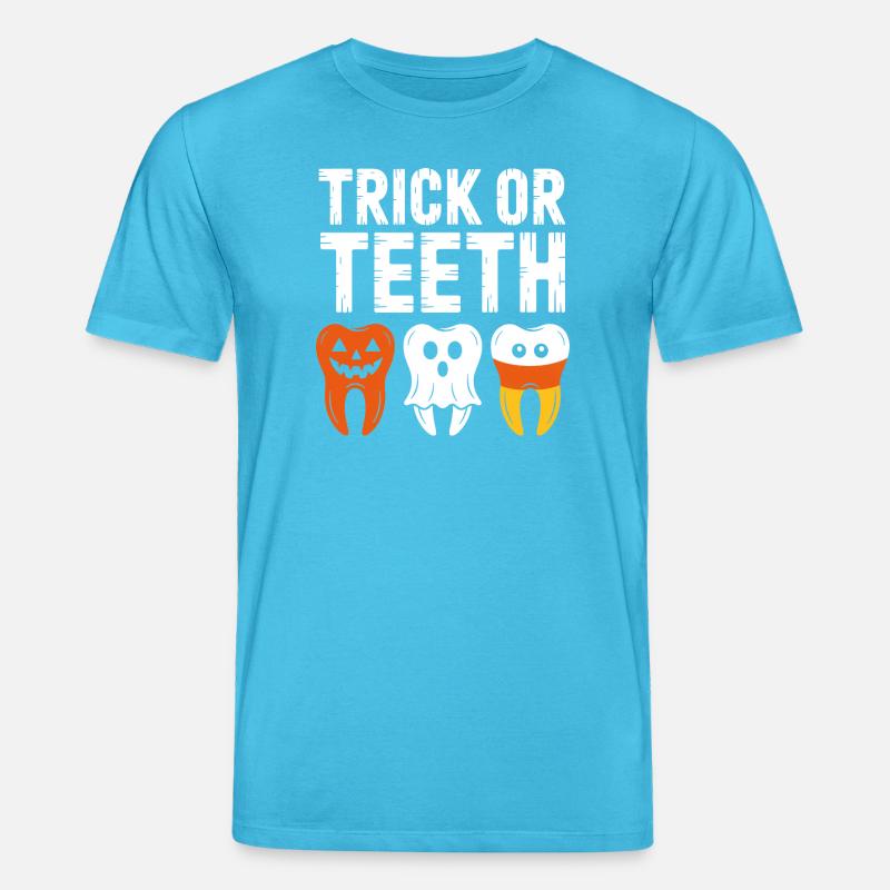 Trick oder Teeth Halloween-T-Shirt - Stanley/Stella Unisex Bio-T-Shirt CREATOR  - Aquablau