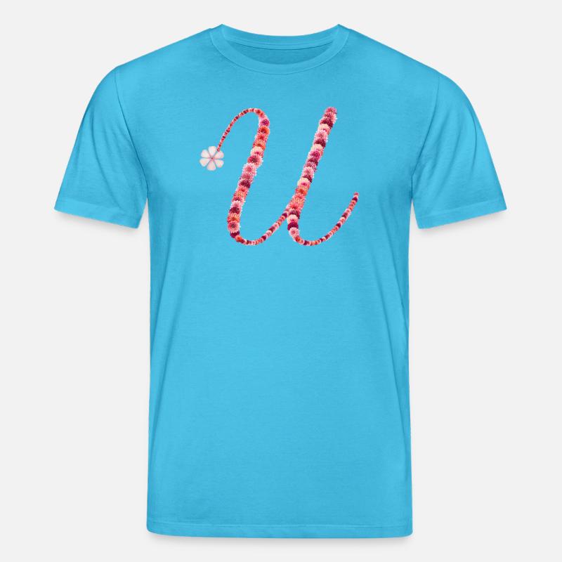 Romantisches Blumenmonogramm "U" - Stanley/Stella Unisex Bio-T-Shirt CREATOR  - Aquablau