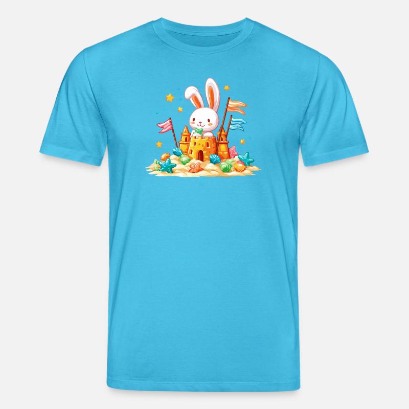 Bunny on the Beach Sandpit - Stanley/Stella CREATOR Unisex Organic T-Shirt - aqua blue