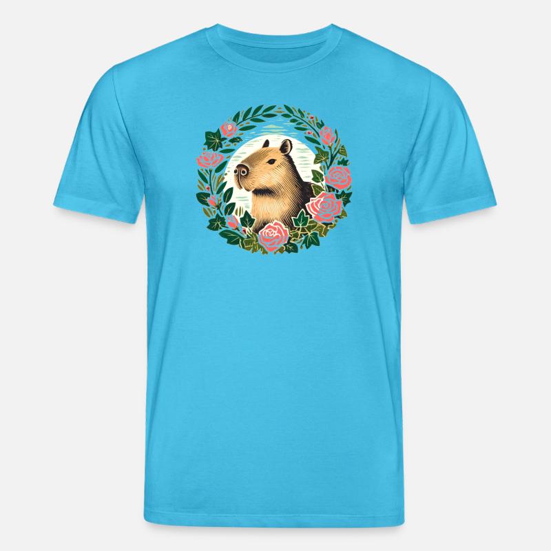 Couronne de roses de capybara - T-shirt bio CREATOR Stanley/Stella Unisexe - bleu aqua