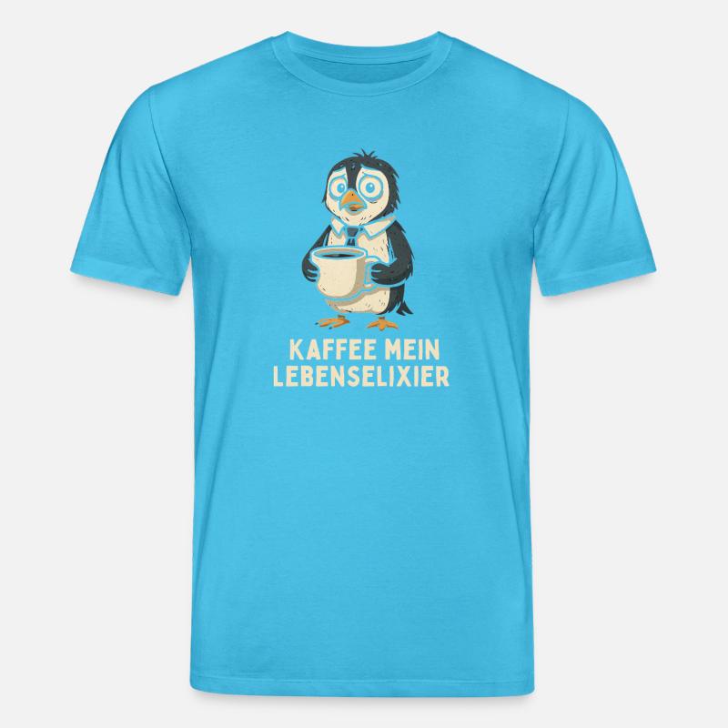 Kaffee Lebenselixier Pinguin - Stanley/Stella Unisex Bio-T-Shirt CREATOR  - Aquablau