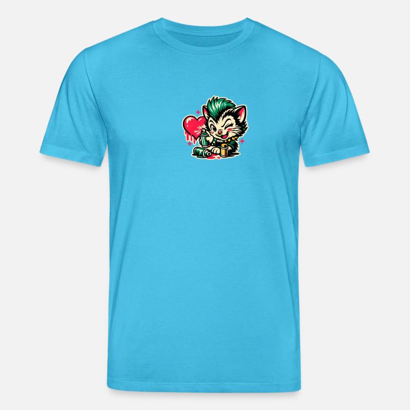 Graffiti de chaton avec cœur - T-shirt bio CREATOR Stanley/Stella Unisexe - bleu aqua