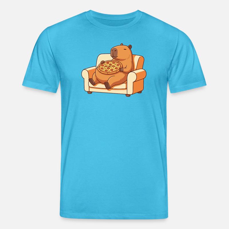 Pizza Capybara auf dem Sofa - Stanley/Stella Unisex Bio-T-Shirt CREATOR  - Aquablau