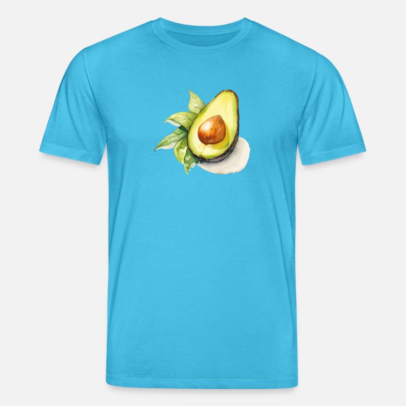 Illustration aquarelle avec avocat - T-shirt bio CREATOR Stanley/Stella Unisexe - bleu aqua